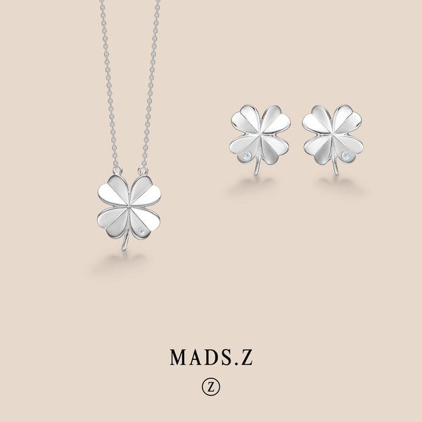 2 Mads Z - Clover halskæde m. zirkon i sølv